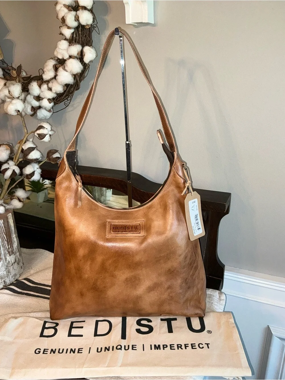 NWT Bed Stu Leather Dallas LTC Hobo Shoulder Bag Tan Rustic MSRP $325
